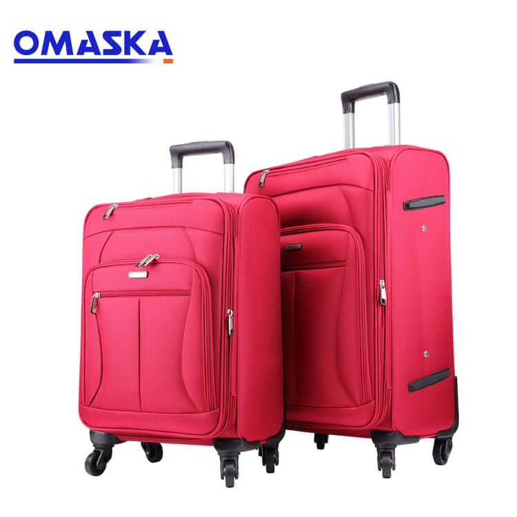 Custom waterproof nylon red 4 wheels zipper travel suitcase luggage set